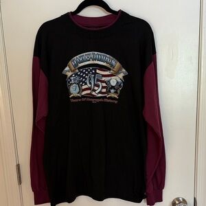 Vintage Harley-Davidson Black and Burgundy Graphic Tee